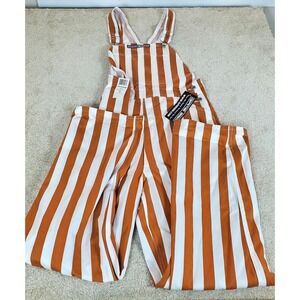 Game Bibs Bib Overalls Men Women Size M Orange White Stripe Game Day Unisex NWTG